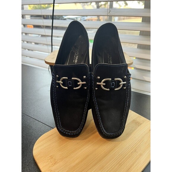 Donald Pliner Black Suede With  Blue Stitching Classic Italian Loafers 8.5M main image 8